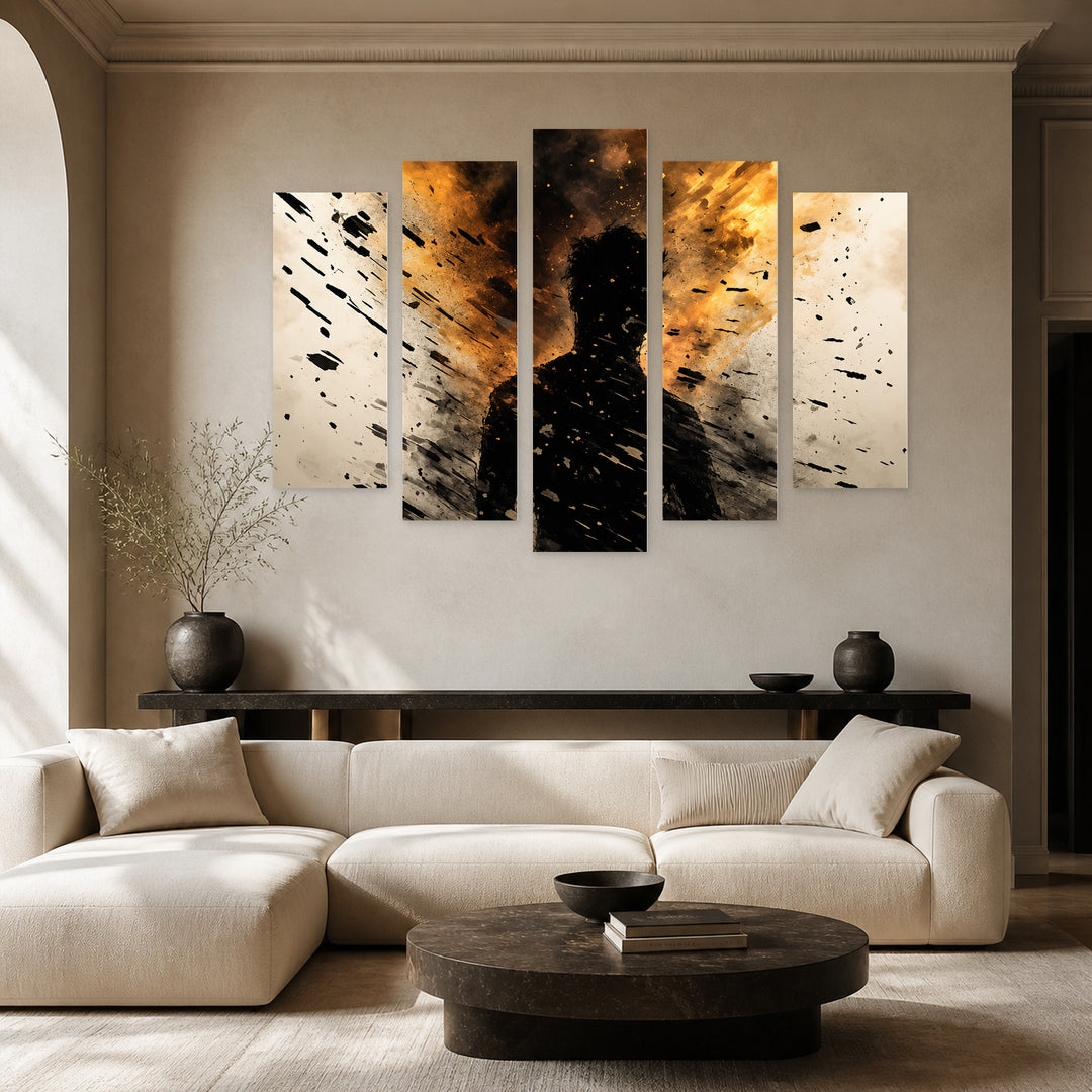 Living Dead with Dramatic Contrast — five-panel wall art in frontal interior | 5wallart 57851 M3