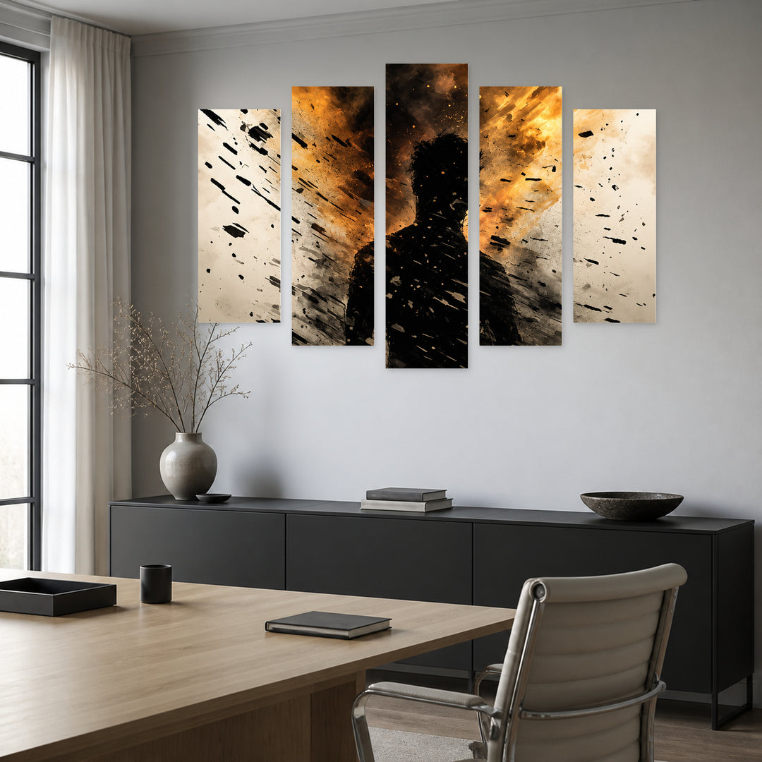 Living Dead with Dramatic Contrast — five-panel wall art in alternate frontal interior | 5wallart 57851 M4