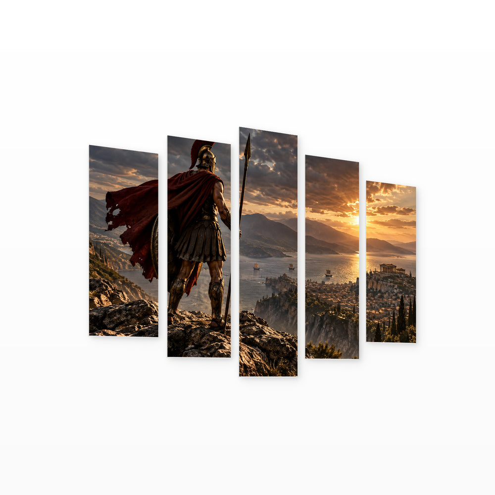 Legacy of Sparta with Dramatic Contrast — five-panel wall art on white background in perspective | 5wallart 57852 M1