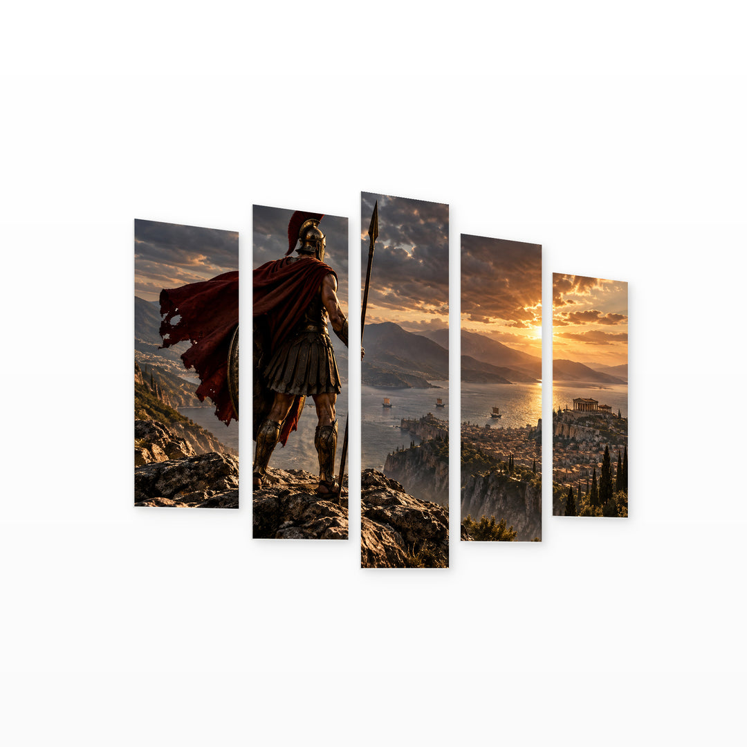Legacy of Sparta with Dramatic Contrast — five-panel wall art on white background in perspective | 5wallart 57852 M1