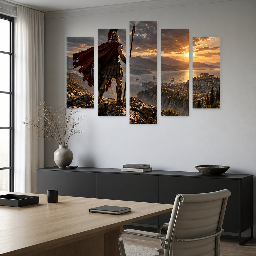 Legacy of Sparta with Dramatic Contrast — five-panel wall art in frontal interior | 5wallart 57852 M3