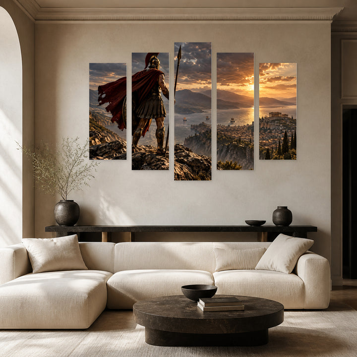 Legacy of Sparta with Dramatic Contrast — five-panel wall art in alternate frontal interior | 5wallart 57852 M4