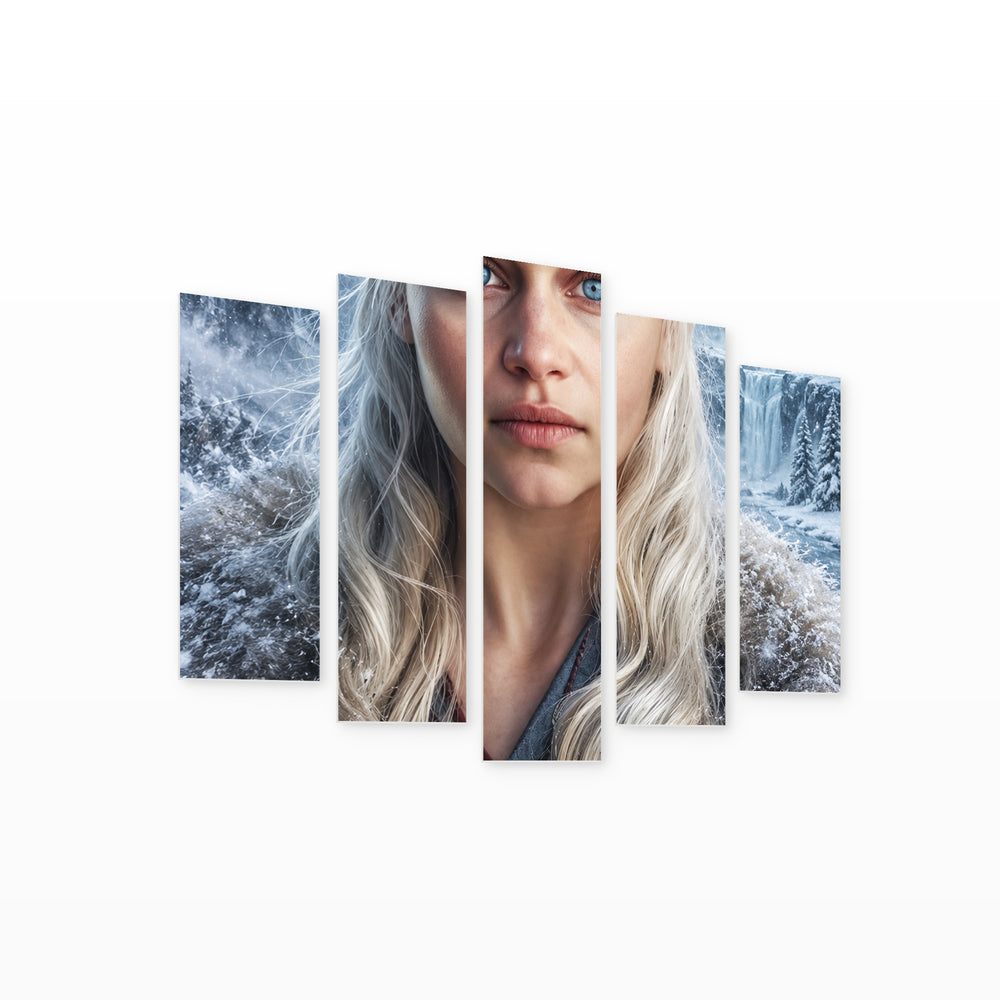 Northern Queen in Winter — five-panel wall art on white background in perspective | 5wallart 57853 M1