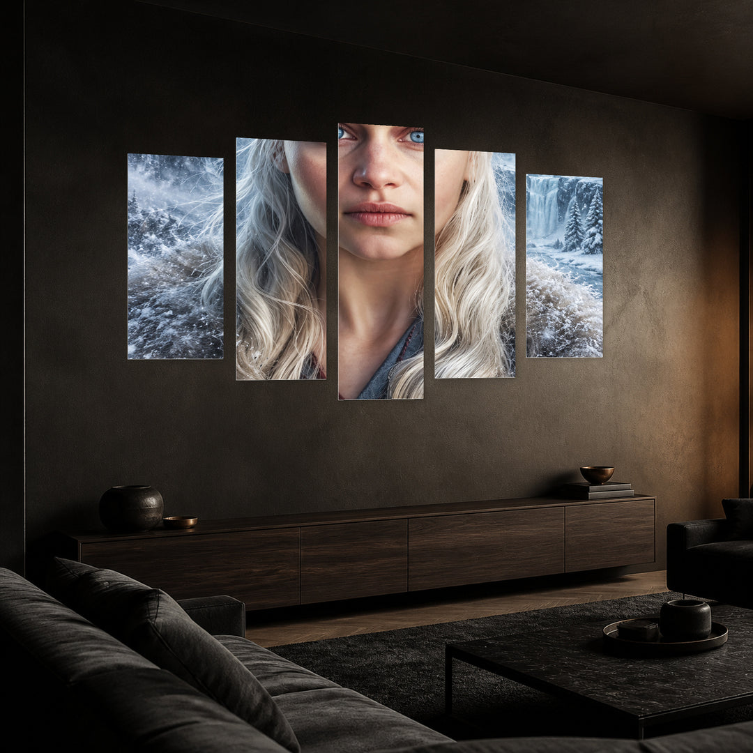 Northern Queen in Winter — five-panel wall art in perspective interior | 5wallart 57853 M2