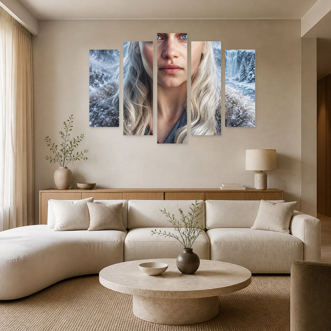 Northern Queen in Winter — five-panel wall art in frontal interior | 5wallart 57853 M3