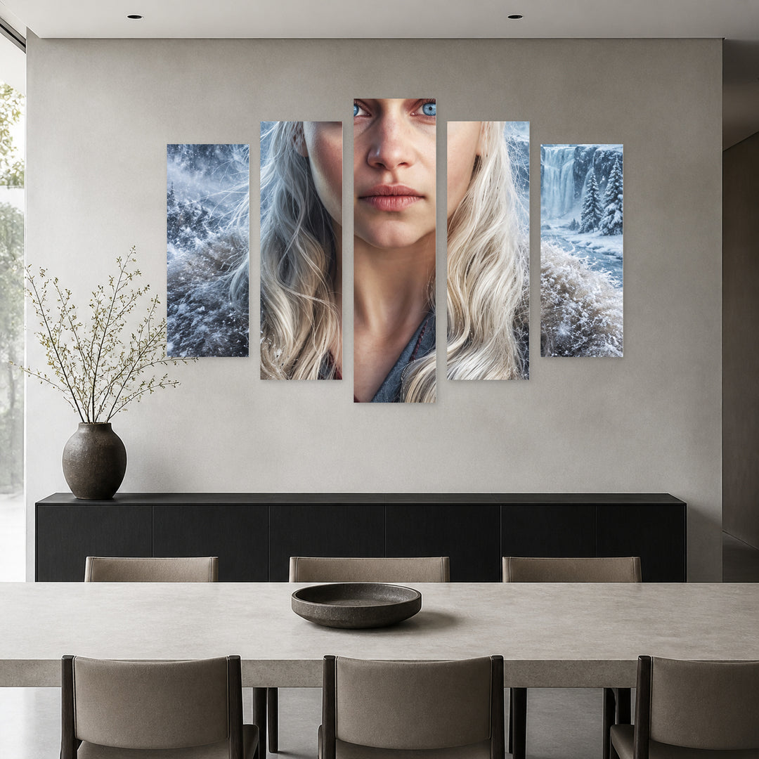 Northern Queen in Winter — five-panel wall art in alternate frontal interior | 5wallart 57853 M4
