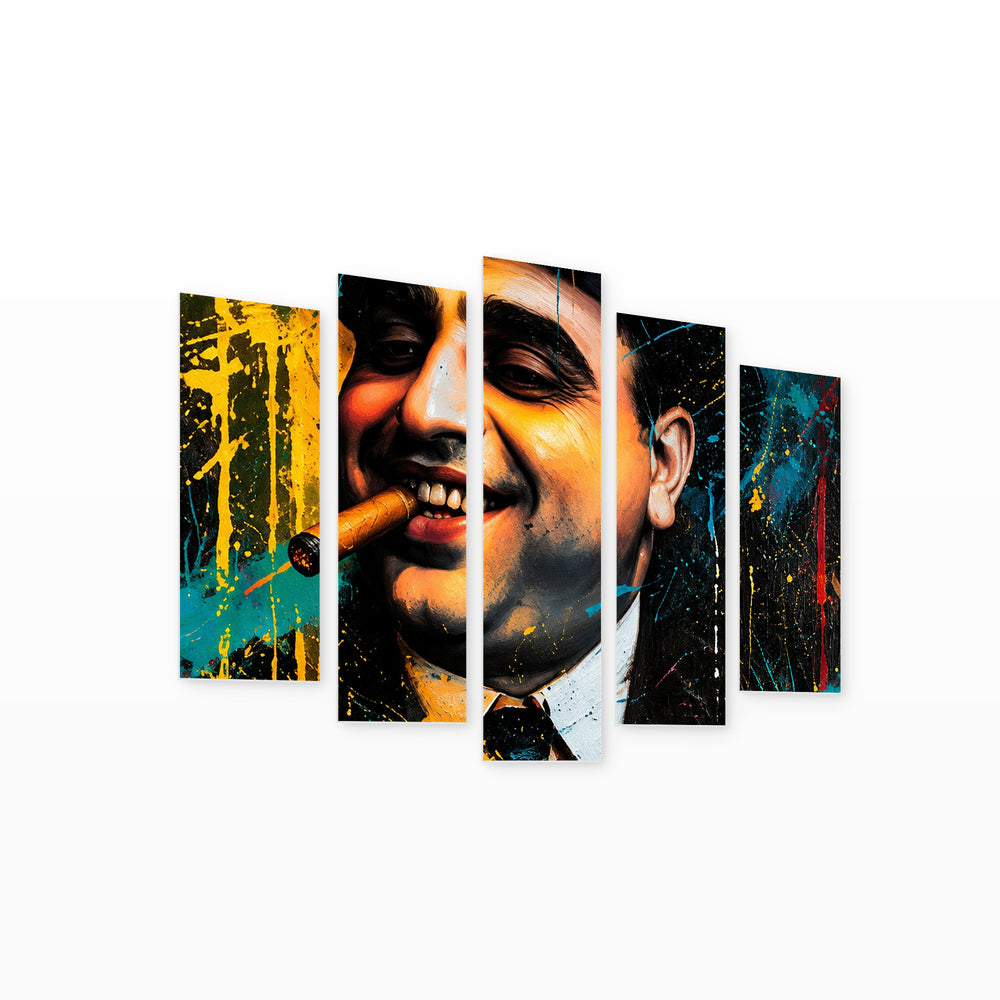 Al Capone in Vivid Color — five-panel wall art on white background in perspective | 5wallart 57859 M1