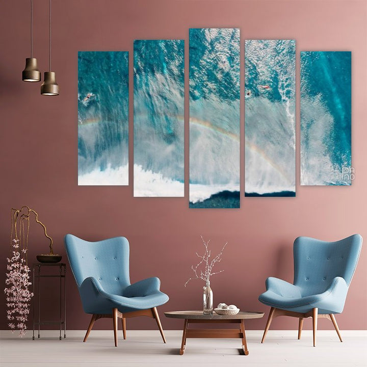 Rainbow over the Sea – five-piece modular wall art