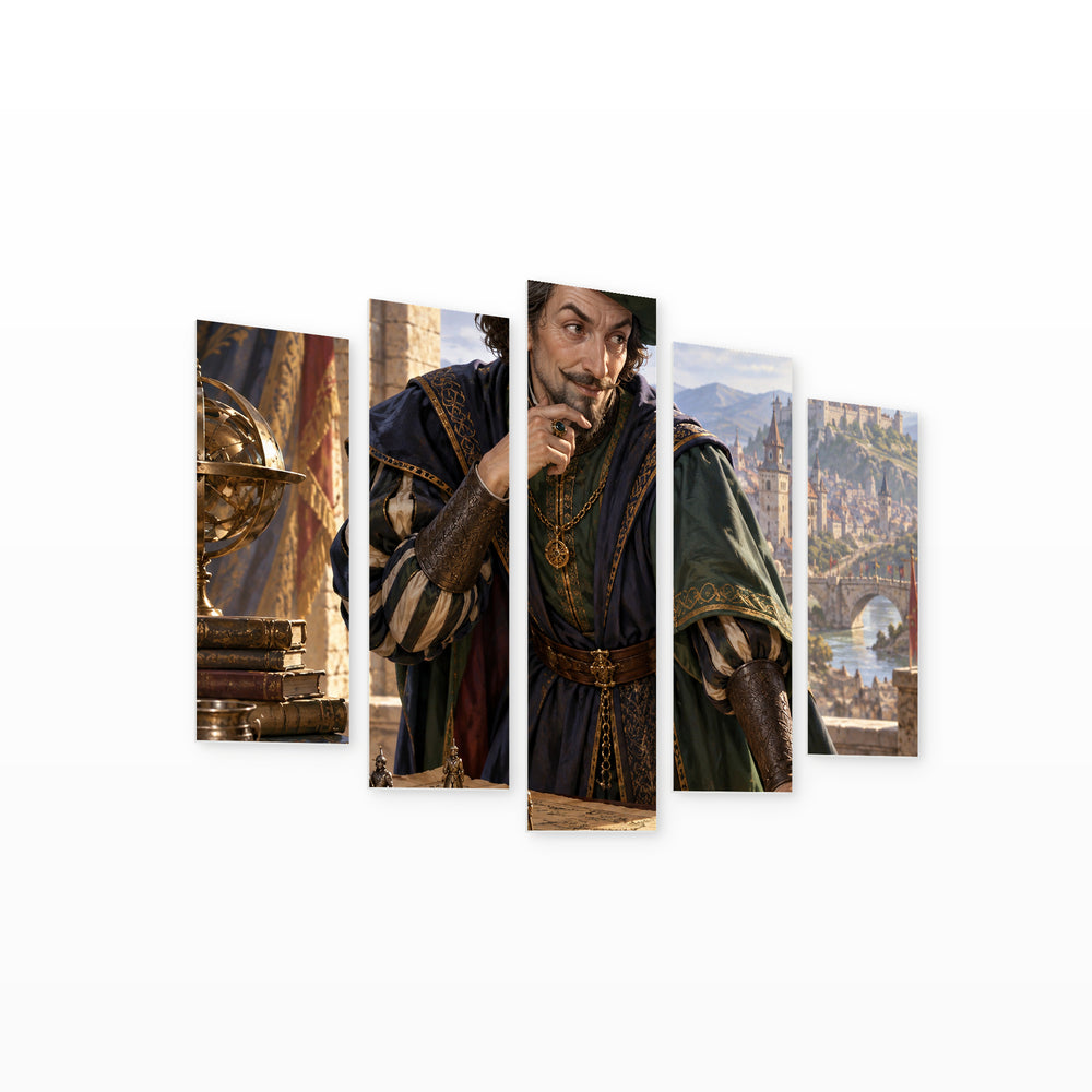 Medieval Fantasy Saga - Tyrion Lannister — five-panel wall art on white background in perspective | 5wallart 57867 M1
