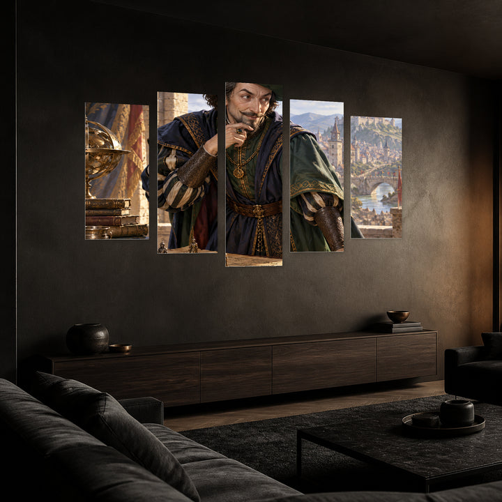 Medieval Fantasy Saga - Tyrion Lannister — five-panel wall art in perspective interior | 5wallart 57867 M2