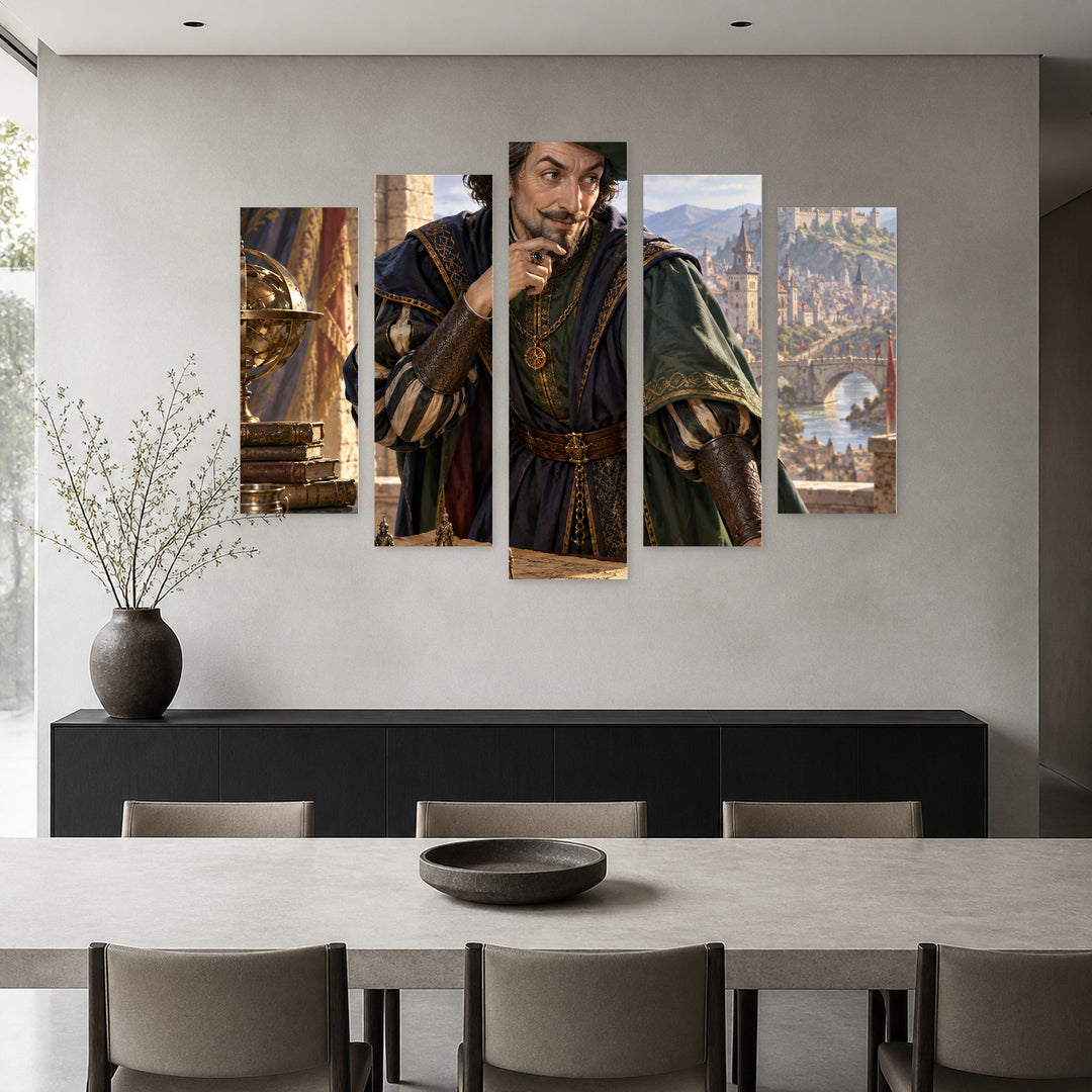 Medieval Fantasy Saga - Tyrion Lannister — five-panel wall art in alternate frontal interior | 5wallart 57867 M4