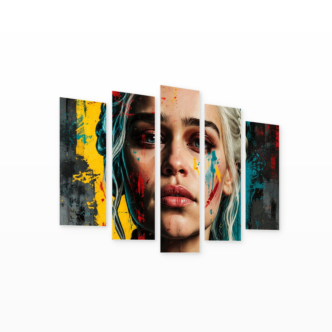 Medieval Fantasy Saga - Daenerys Targaryen — five-panel wall art on white background in perspective | 5wallart 57868 M1