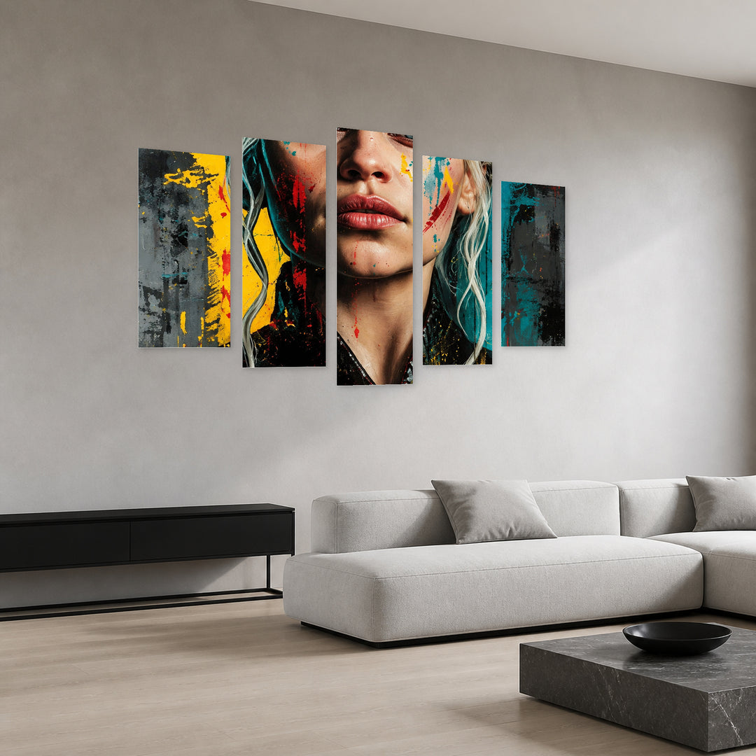 Medieval Fantasy Saga - Daenerys Targaryen — five-panel wall art in perspective interior | 5wallart 57868 M2