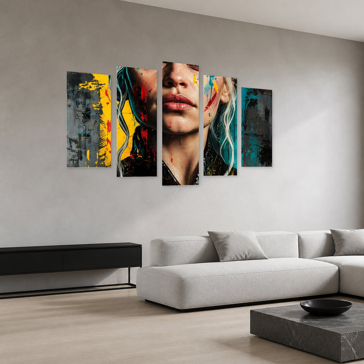 Medieval Fantasy Saga - Daenerys Targaryen — five-panel wall art in perspective interior | 5wallart 57868 M2
