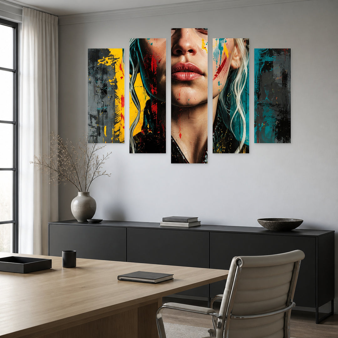 Medieval Fantasy Saga - Daenerys Targaryen — five-panel wall art in frontal interior | 5wallart 57868 M3