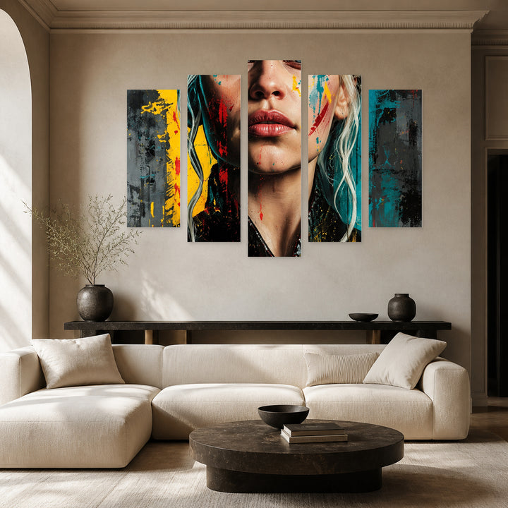 Medieval Fantasy Saga - Daenerys Targaryen — five-panel wall art in alternate frontal interior | 5wallart 57868 M4
