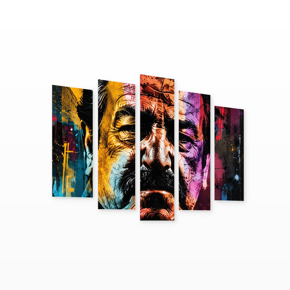 Godfather with Geometric Rhythm — five-panel wall art on white background in perspective | 5wallart 57874 M1