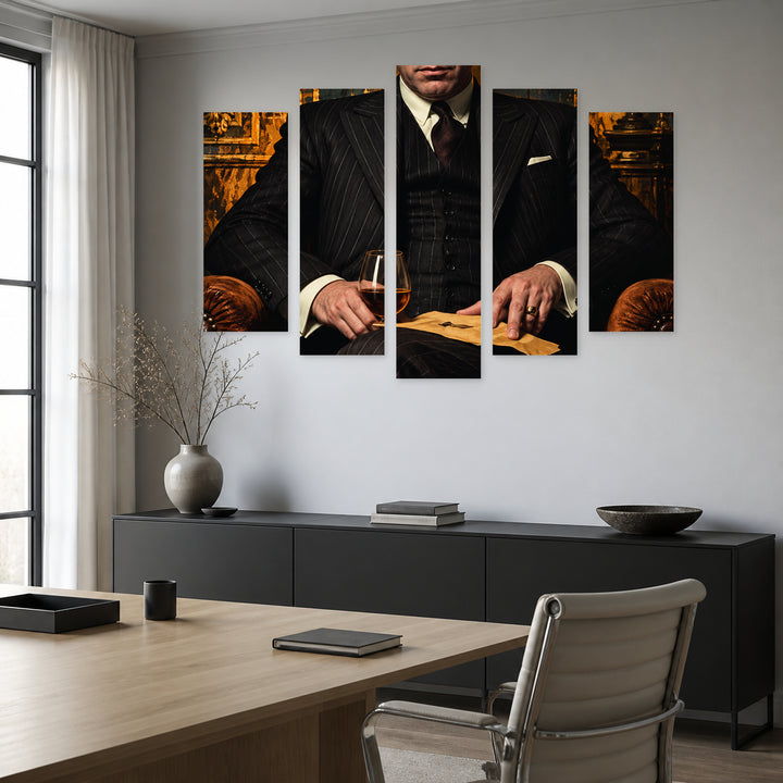 Al Pacino with Dramatic Contrast — five-panel wall art in frontal interior | 5wallart 57880 M3