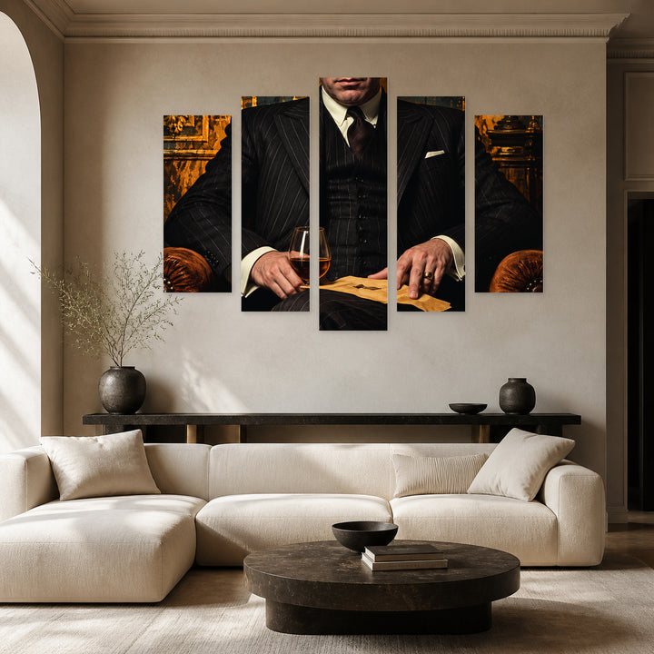 Al Pacino with Dramatic Contrast — five-panel wall art in alternate frontal interior | 5wallart 57880 M4