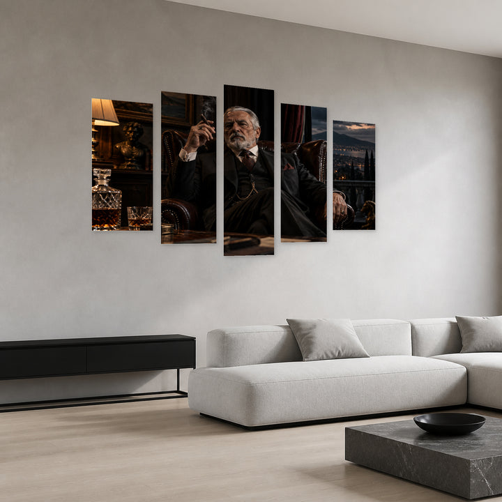 Godfather - Don Corleone with Dramatic Contrast — five-panel wall art in perspective interior | 5wallart 57882 M2