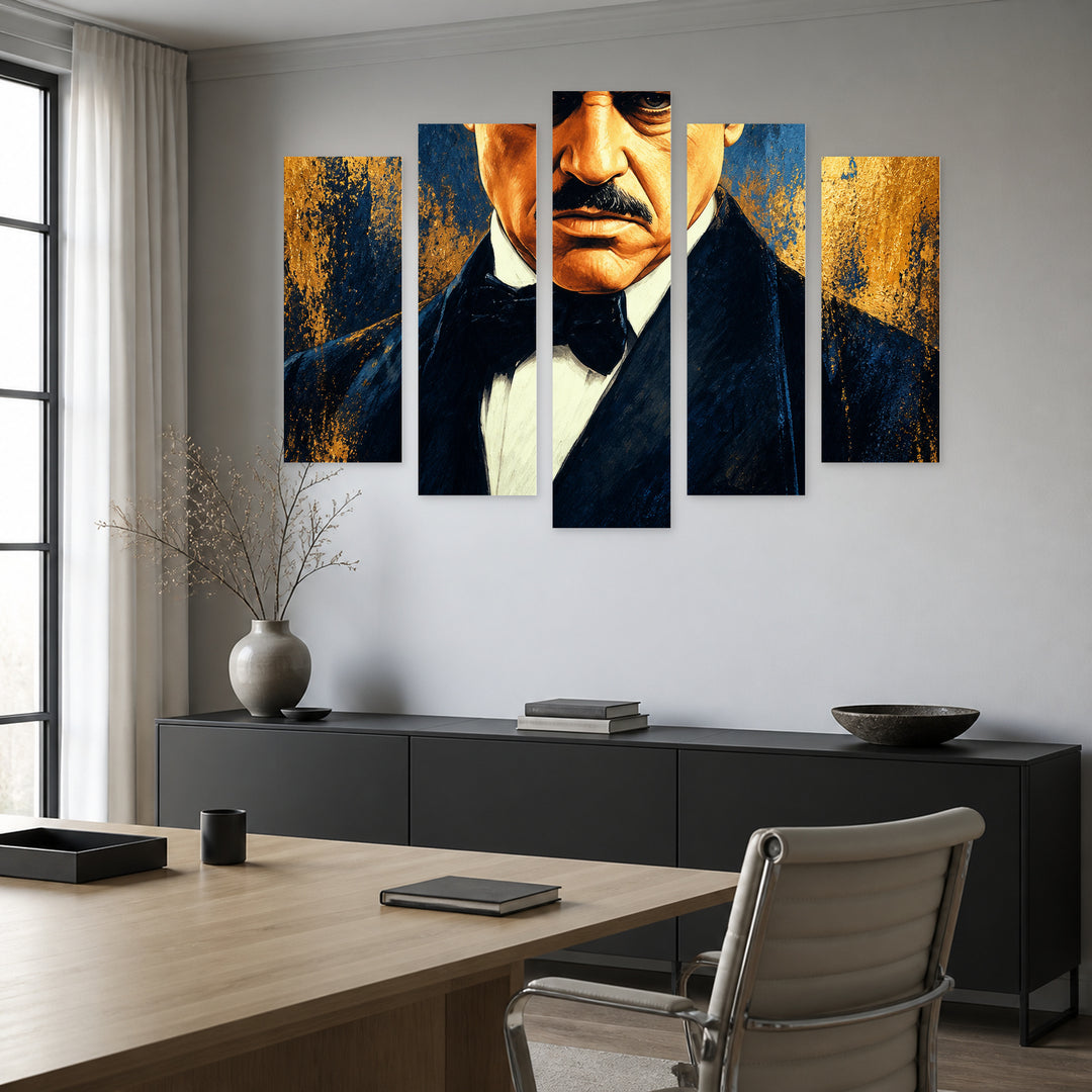 Godfather - Don Corleone in Blue and Gold — five-panel wall art in frontal interior | 5wallart 57884 M3