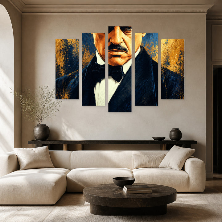 Godfather - Don Corleone in Blue and Gold — five-panel wall art in alternate frontal interior | 5wallart 57884 M4