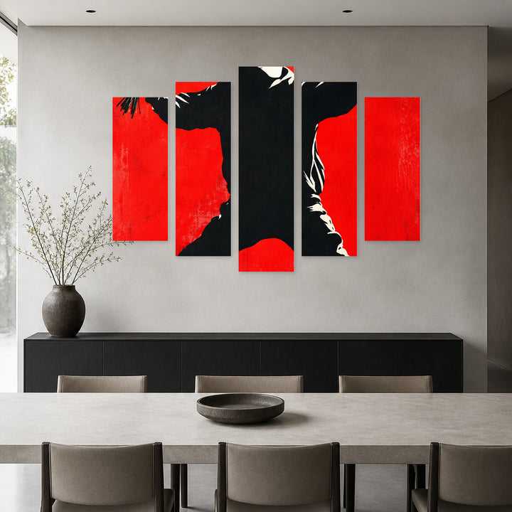 Banksy Throwing Flowers with Geometric Rhythm — five-panel wall art in frontal interior | 5wallart 57888 M3