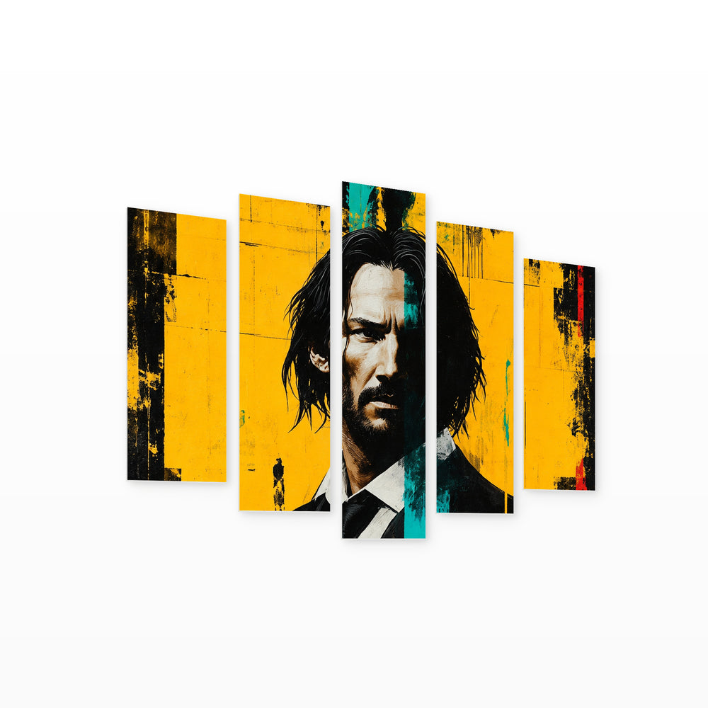 John Wick Modern Composition — five-panel wall art on white background in perspective | 5wallart 57897 M1