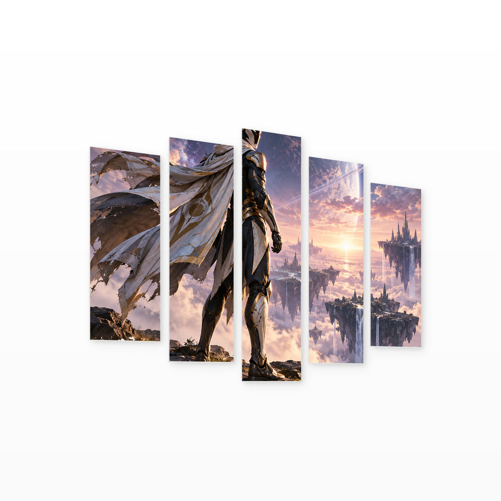 Darth Maul with Geometric Rhythm — five-panel wall art on white background in perspective | 5wallart 57906 M1