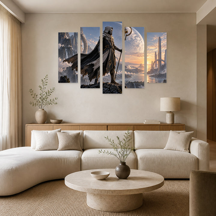 Darth Vader Meditating in Vivid Color — five-panel wall art in frontal interior | 5wallart 57907 M3