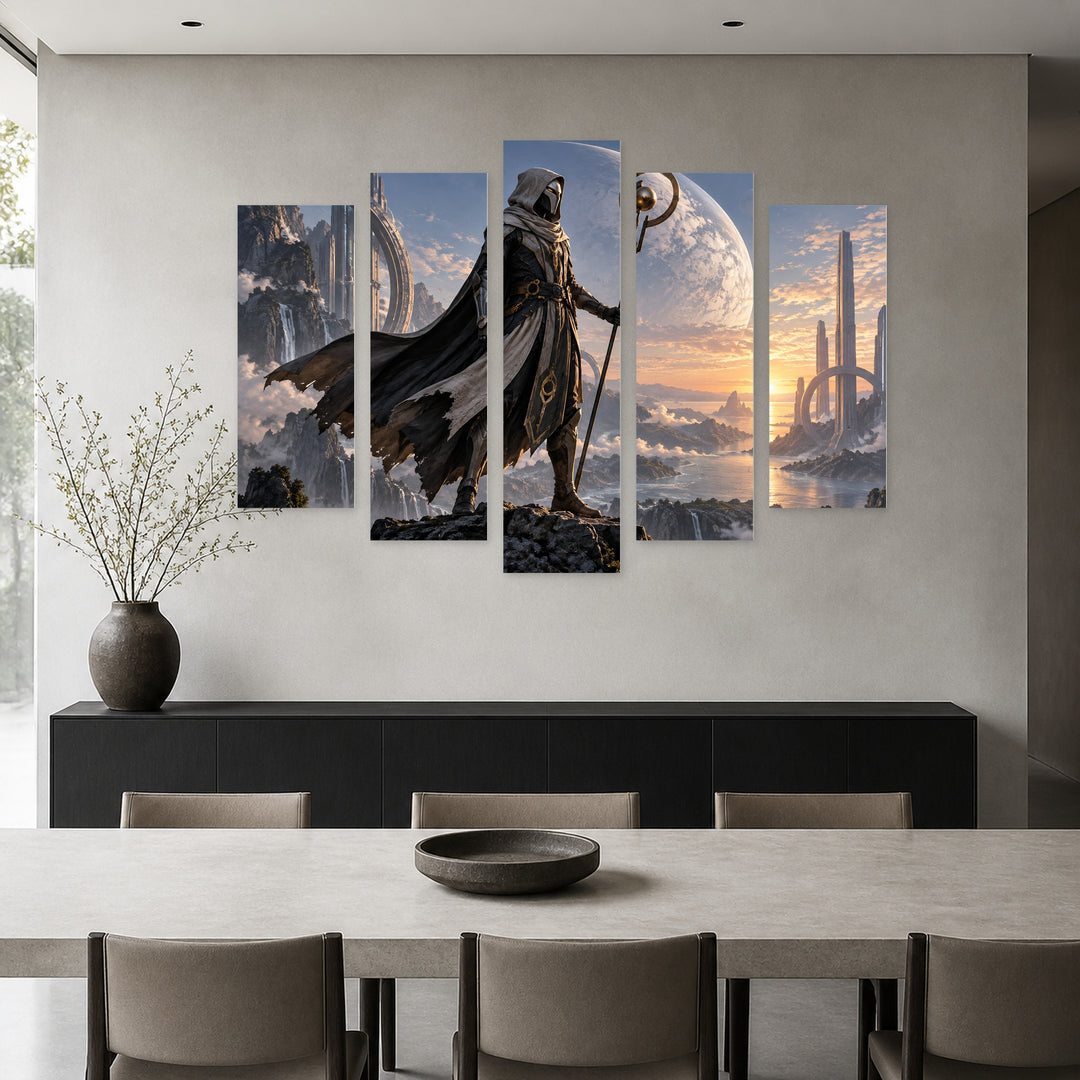 Darth Vader Meditating in Vivid Color — five-panel wall art in alternate frontal interior | 5wallart 57907 M4