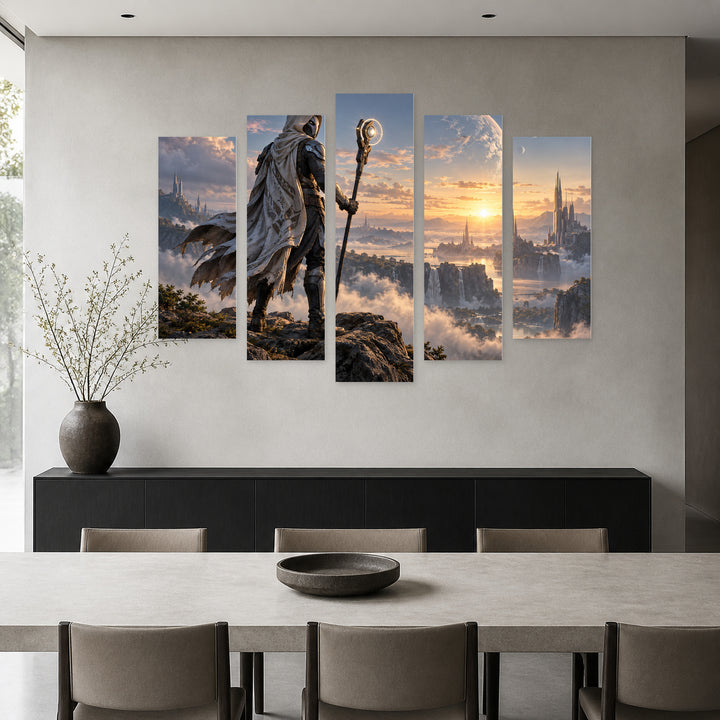 Darth Vader Drinking Coffee Still Life — five-panel wall art in frontal interior | 5wallart 57910 M3