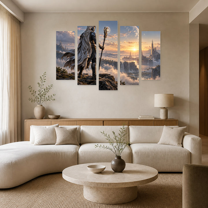 Darth Vader Drinking Coffee Still Life — five-panel wall art in alternate frontal interior | 5wallart 57910 M4