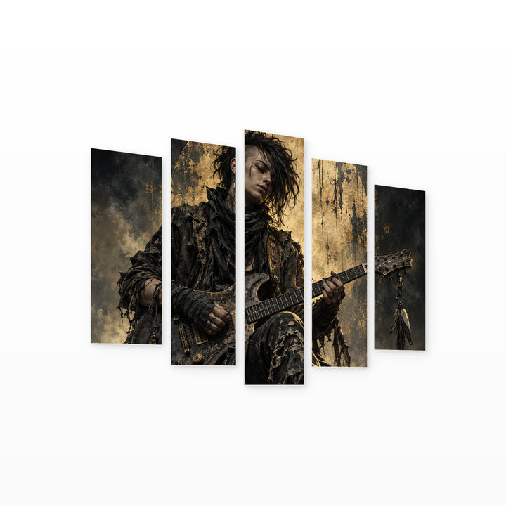 Kurt Cobain in Serene Light — five-panel wall art on white background in perspective | 5wallart 57911 M1