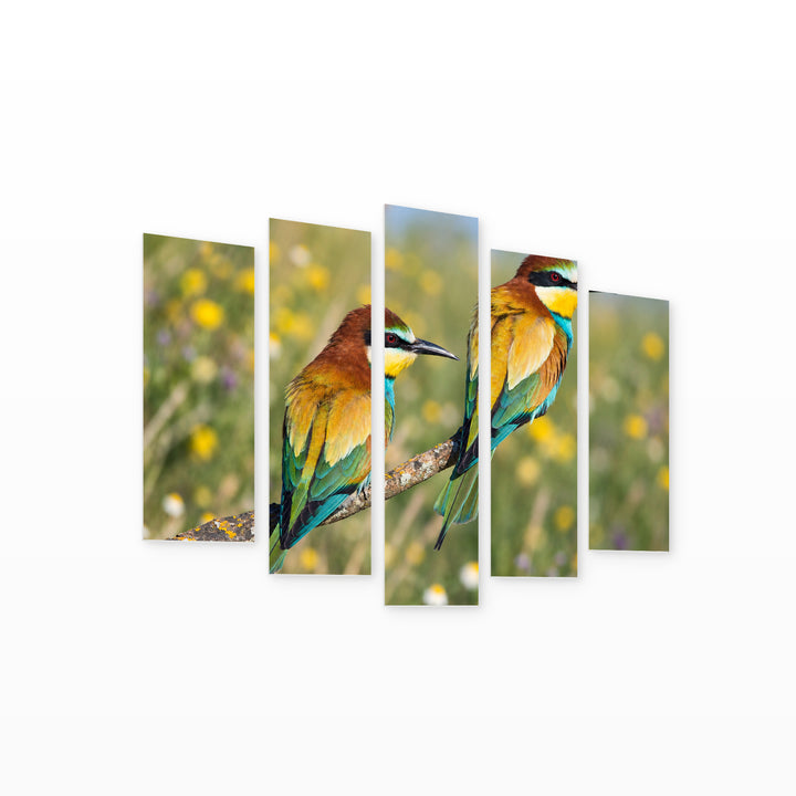 Wall Decoration - Tits in Serene Light — five-panel wall art on white background in perspective | 5wallart 58012 M1