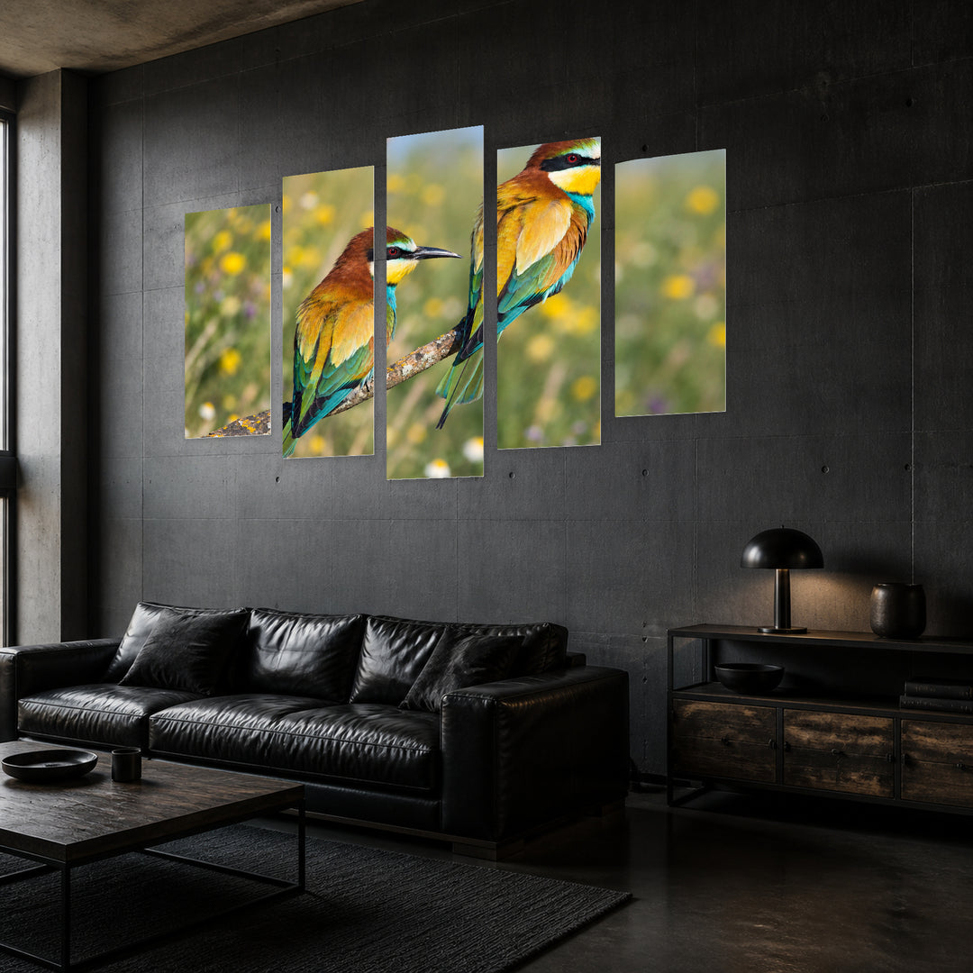 Wall Decoration - Tits in Serene Light — five-panel wall art in perspective interior | 5wallart 58012 M2