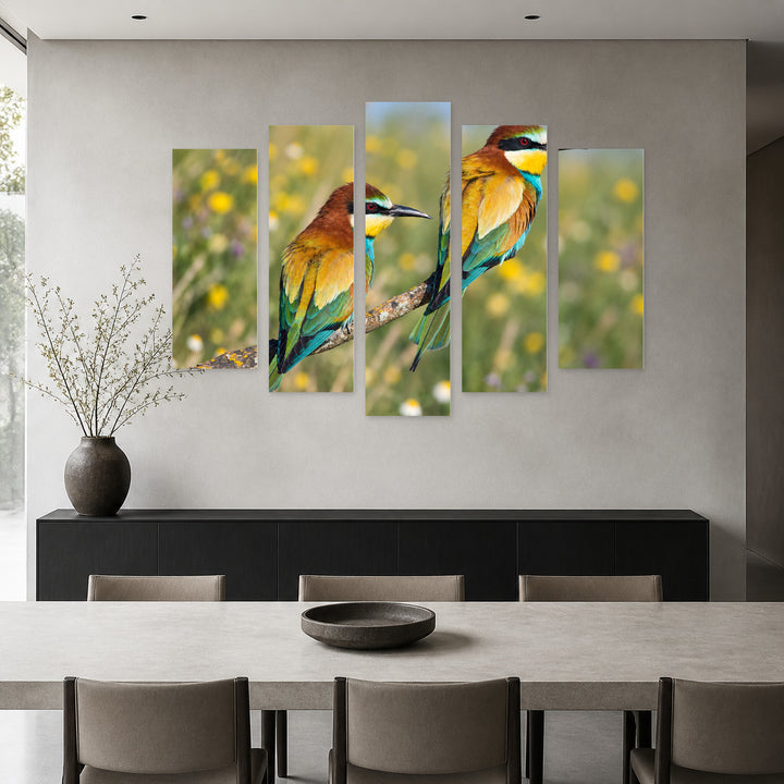 Wall Decoration - Tits in Serene Light — five-panel wall art in frontal interior | 5wallart 58012 M3