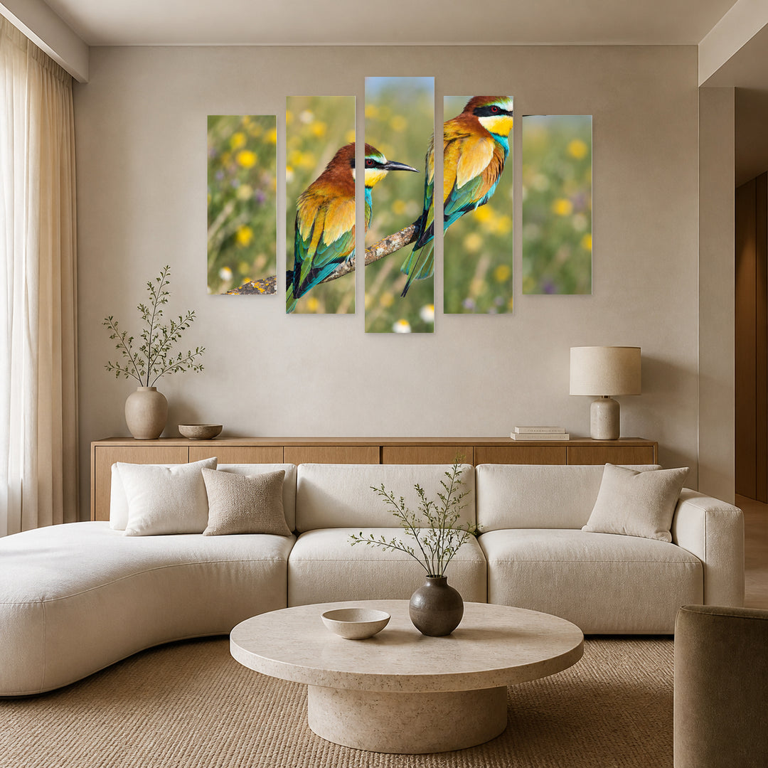 Wall Decoration - Tits in Serene Light — five-panel wall art in alternate frontal interior | 5wallart 58012 M4