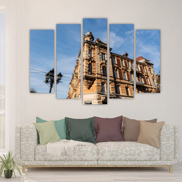 Neoclassical Building in Ukraine – five-piece modular wall art