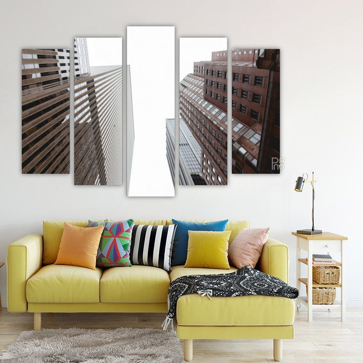 Skyscrapers and Sky – five-piece modular wall art