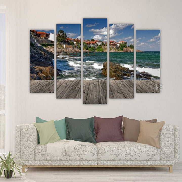 Somewhere on the Black Sea – five-piece modular wall art