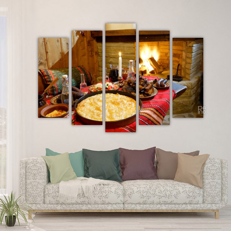 Traditional Bulgarian Food – five-piece modular wall art