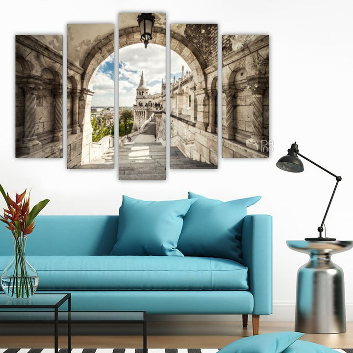 Beautiful Building in Budapest – five-piece modular wall art
