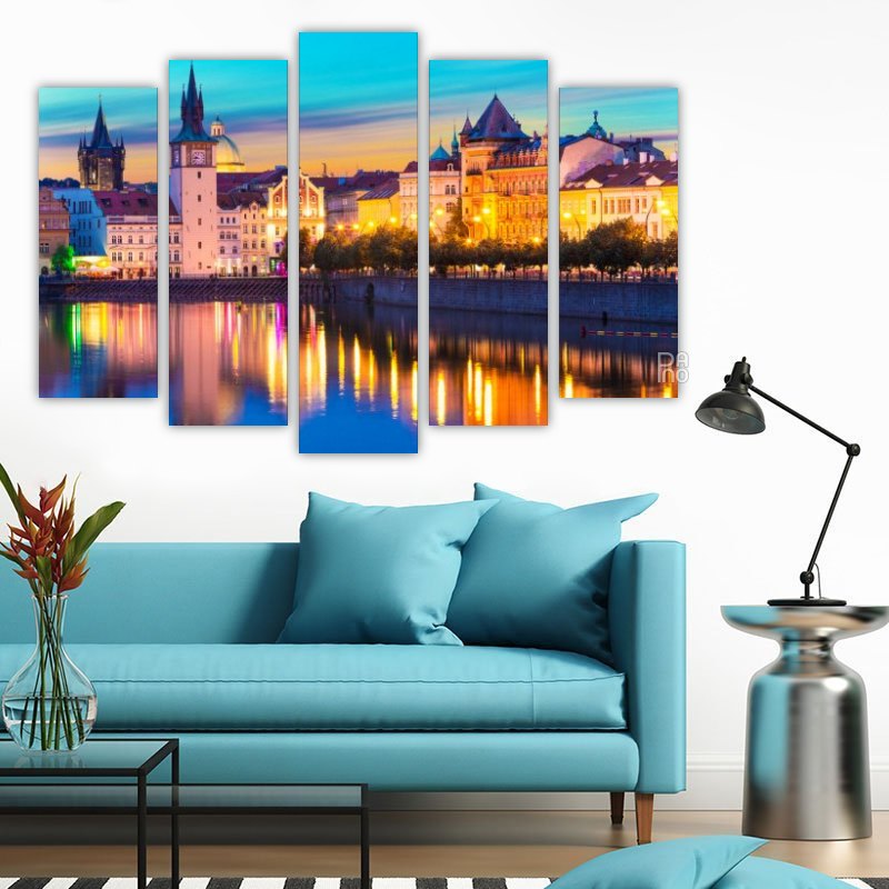 The Old Town in Prague – five-piece modular wall art