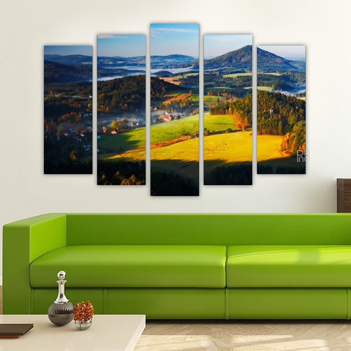 Czech Autumn Landscape – five-piece modular wall art