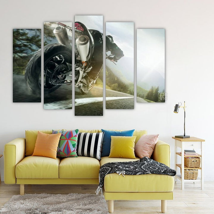Racing Motorcycle – five-piece modular wall art