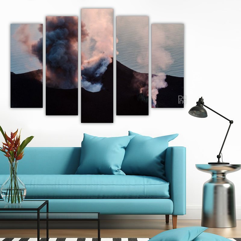 Volcano on Stromboli Island – five-piece modular wall art