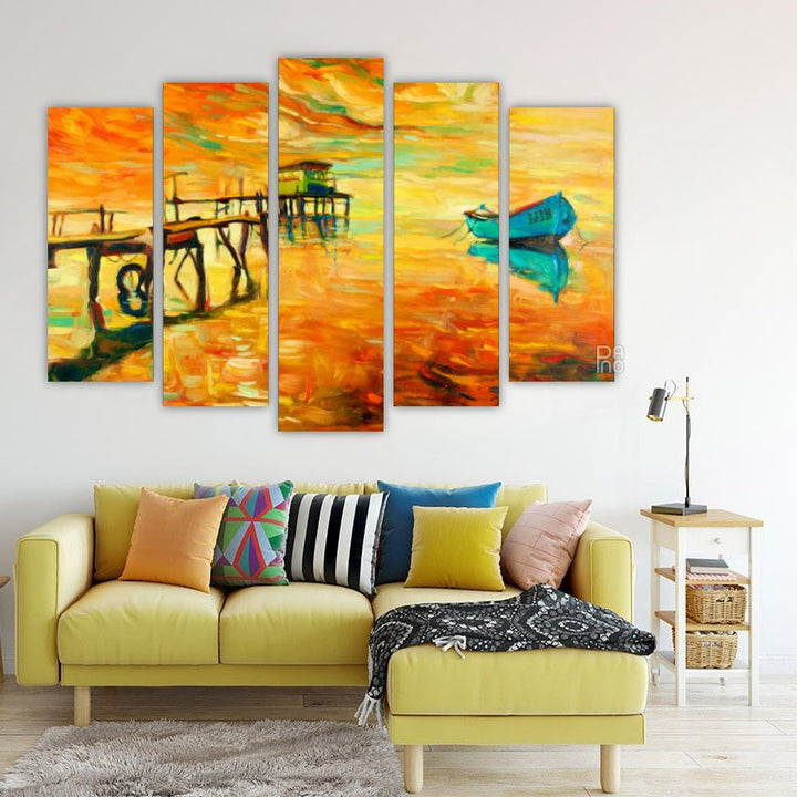 House in the Sea – five-piece modular wall art