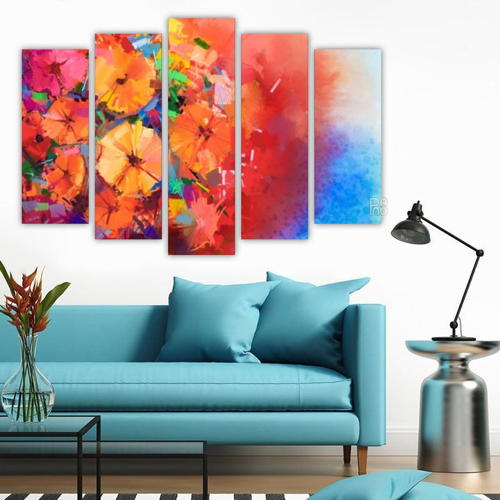Umbrellas – five-piece modular wall art