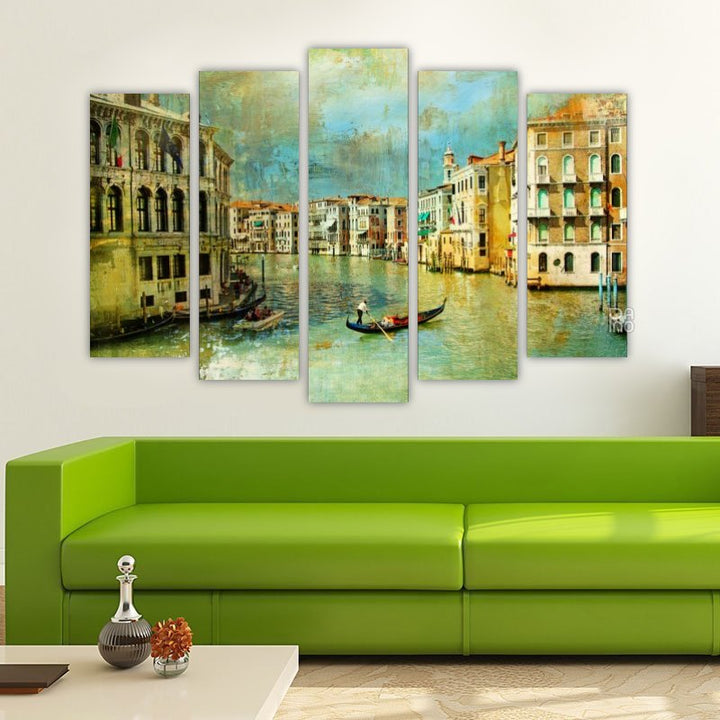Oil Gondola – five-piece modular wall art